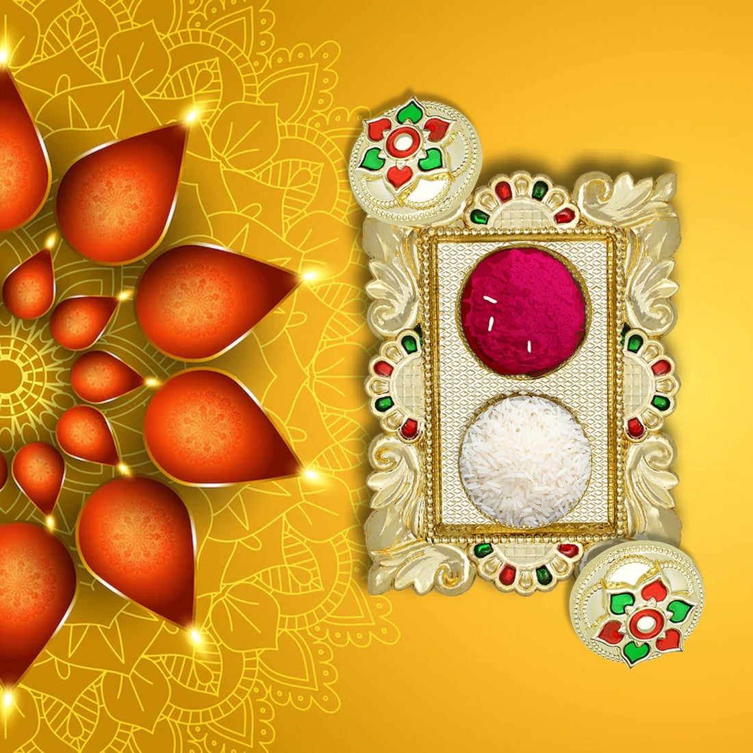 Rakasha Bandhan Special Puja Thali, Kumkum Thali Holder, Pooja Return Gift, Indian Housewarming Gifts, Brother / Bhai / Bhabhi / Sister / Family  Rakhi for Rakshabandhan, Diwali - Shopmania Wholesale