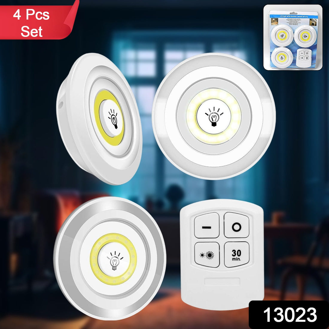LED Light Under Closet Battery Powered Closet Wall Lamp with Remote Control Bedroom Kitchen Set of 3 LED Lights And 1 Remote Control (Battery Not Included) - Shopmania Wholesale