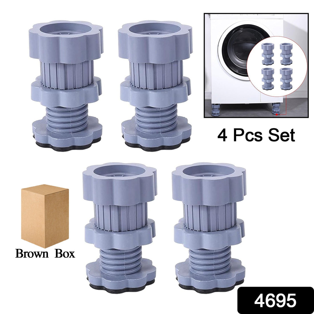 Washing machine support, anti vibration washing machine support adjustable washer anti vibrasion stands, washer & dryer pedestals, Washing Machine Accessory Anti- Skid stand PVC Lifting stand Non-Slip ( 4 Pc Set ) your brand