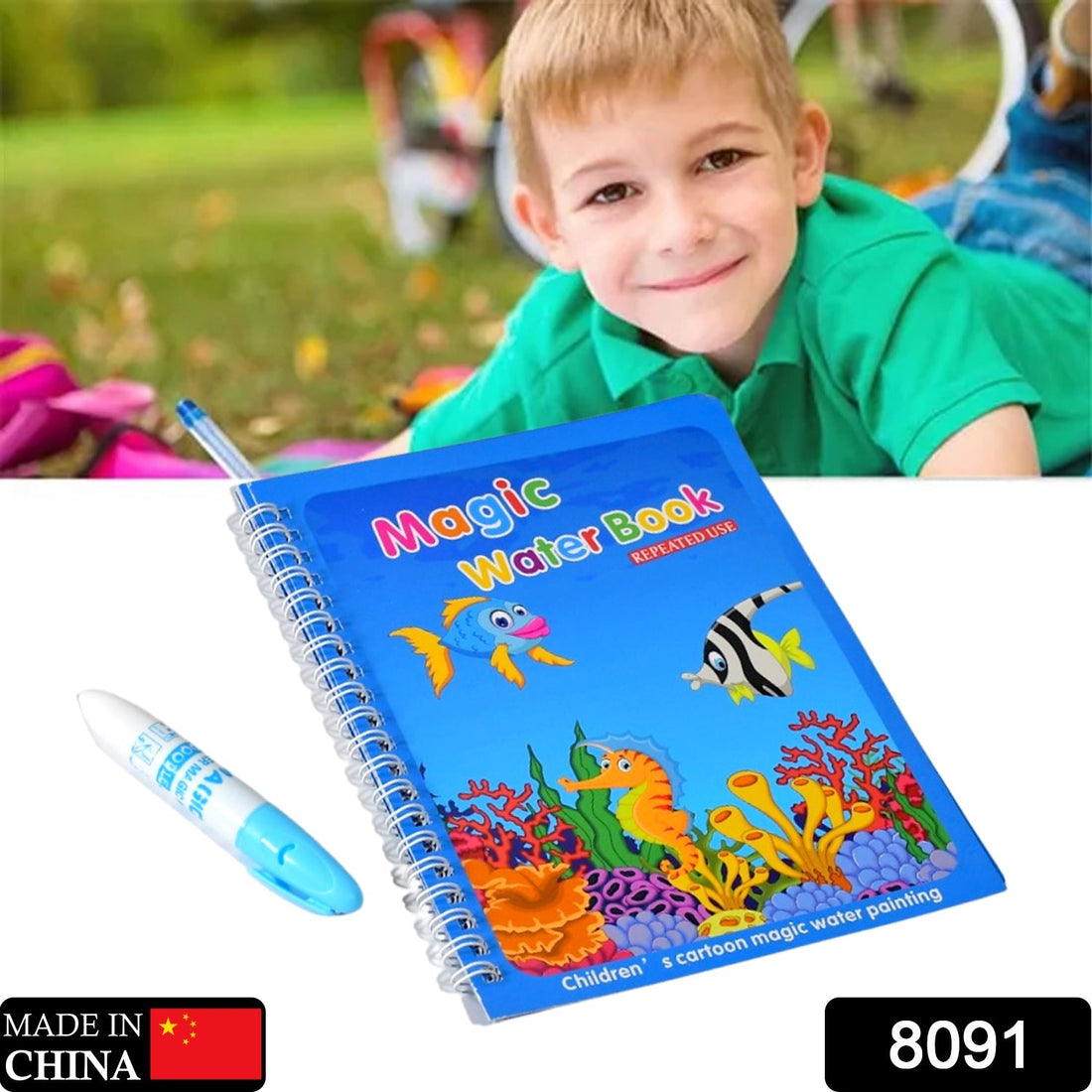 Magic water coloring book with doodle pen