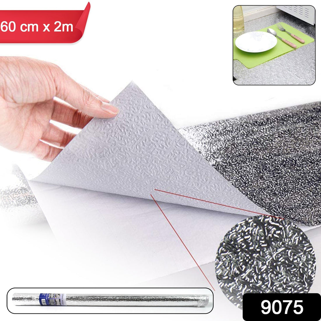 Aluminium foil for Kitchen and Aluminium Foil Paper Sticker Roll for Kitchen Wall, Drawers. (60cmx2Meter) your brand