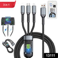 3-in-1 Super Fast Charging Cable 100w, Multifunctional Convenient Super Fast Charging Cable Nylon Braided Cord, 3-in-1 Silicone Zinc Alloy 3 Head Charging Cable your brand