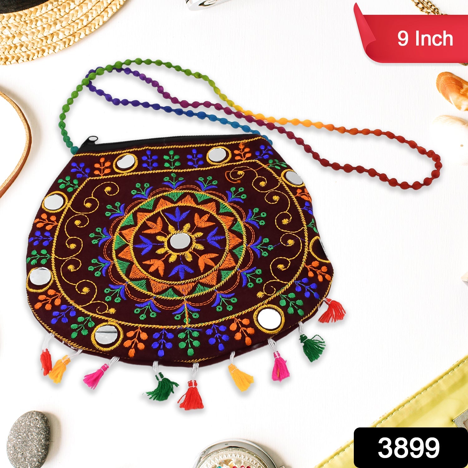 Handcrafted Cotton Embroidered Shoulder Bag / Purse for Girls & women (1 Pc / 9 Inch / Mix Desing) - Shopmania Wholesale