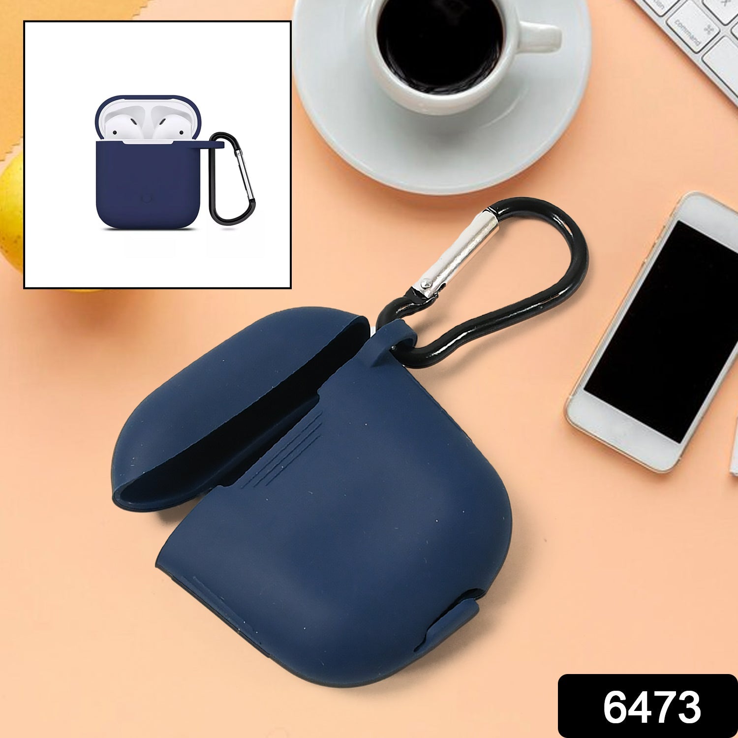 Silicone Shockproof Protection Wireless Headphones Carrying Box Cover with Metal Keychain your brand