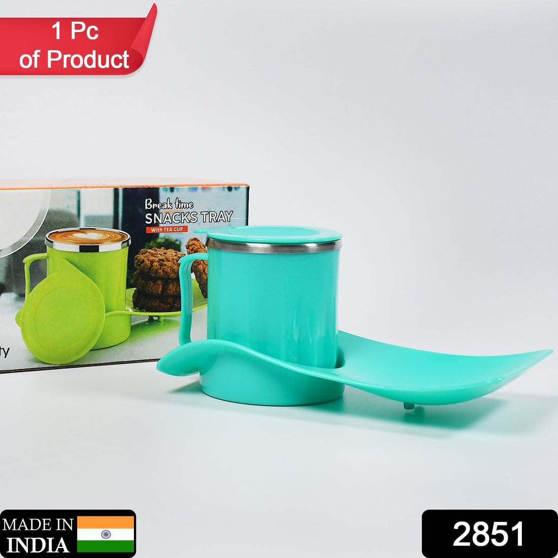 Snack tray with steel cup